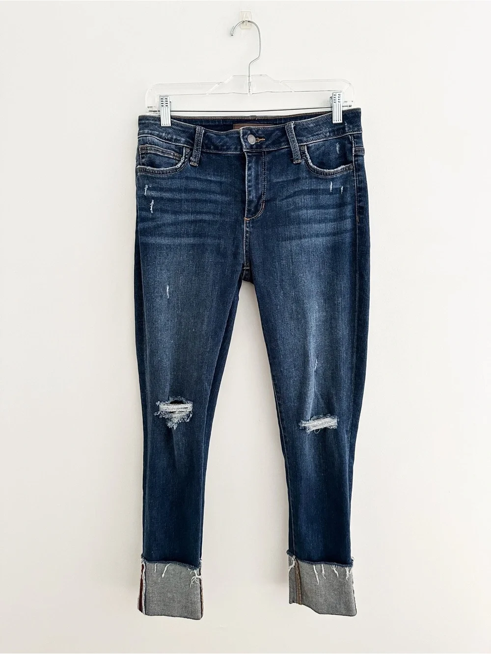 Joe's Jeans Mid Rise Skinny Jeans Cuffed Distressed Stretch Denim Size 29